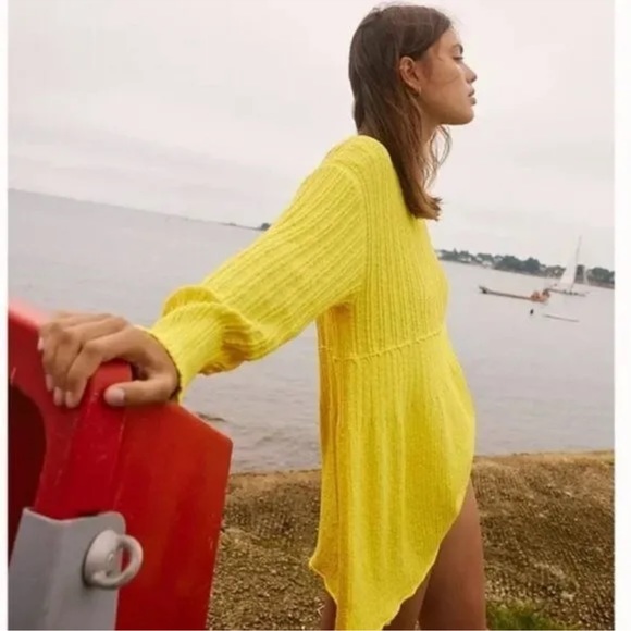 24. Free People Delancey Babydoll Peplum Sweater in Beige - Picture 12 of 12